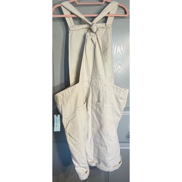 Anthropologie Pilcro Relaxed Short Overalls Ivory NWT Size 16W - Picture 9 of 16